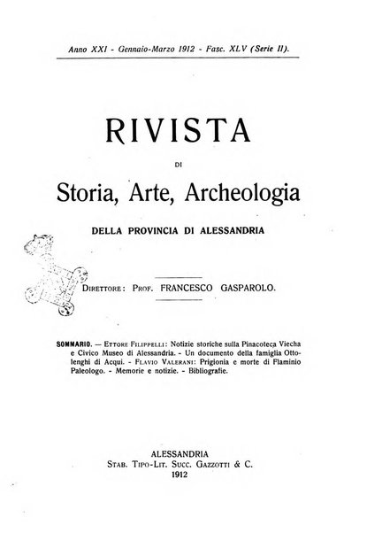 Rivista di storia, arte, archeologia della provincia di Alessandria periodico semestrale della commissione municipale di Alessandria