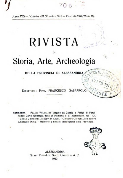 Rivista di storia, arte, archeologia della provincia di Alessandria periodico semestrale della commissione municipale di Alessandria