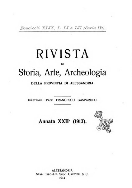 Rivista di storia, arte, archeologia della provincia di Alessandria periodico semestrale della commissione municipale di Alessandria