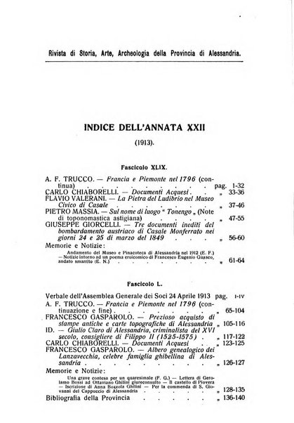 Rivista di storia, arte, archeologia della provincia di Alessandria periodico semestrale della commissione municipale di Alessandria