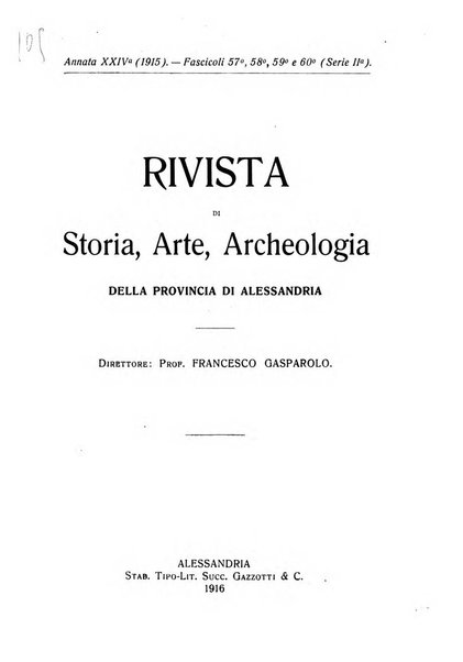 Rivista di storia, arte, archeologia della provincia di Alessandria periodico semestrale della commissione municipale di Alessandria