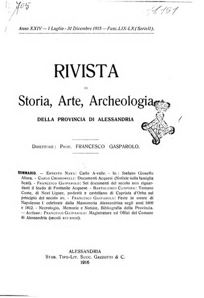 Rivista di storia, arte, archeologia della provincia di Alessandria periodico semestrale della commissione municipale di Alessandria