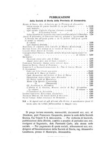 Rivista di storia, arte, archeologia della provincia di Alessandria periodico semestrale della commissione municipale di Alessandria