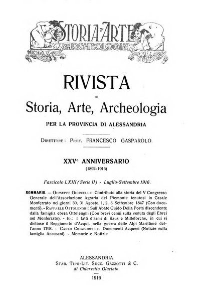 Rivista di storia, arte, archeologia della provincia di Alessandria periodico semestrale della commissione municipale di Alessandria