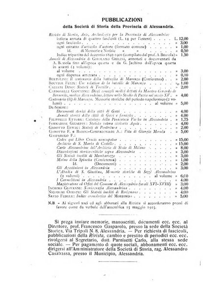 Rivista di storia, arte, archeologia della provincia di Alessandria periodico semestrale della commissione municipale di Alessandria