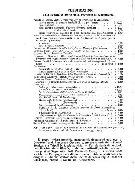 Rivista di storia, arte, archeologia della provincia di Alessandria periodico semestrale della commissione municipale di Alessandria