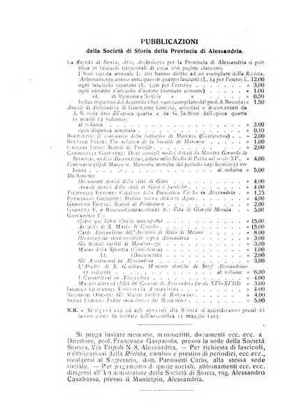 Rivista di storia, arte, archeologia della provincia di Alessandria periodico semestrale della commissione municipale di Alessandria