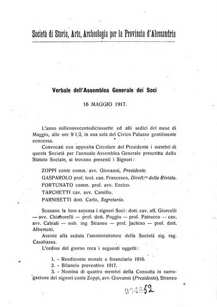 Rivista di storia, arte, archeologia della provincia di Alessandria periodico semestrale della commissione municipale di Alessandria