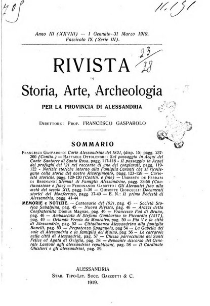 Rivista di storia, arte, archeologia della provincia di Alessandria periodico semestrale della commissione municipale di Alessandria