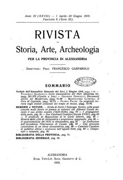 Rivista di storia, arte, archeologia della provincia di Alessandria periodico semestrale della commissione municipale di Alessandria