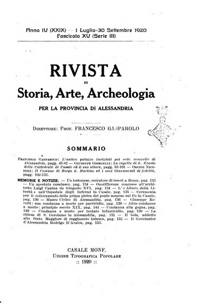 Rivista di storia, arte, archeologia della provincia di Alessandria periodico semestrale della commissione municipale di Alessandria