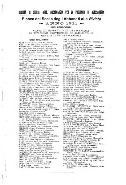 Rivista di storia, arte, archeologia della provincia di Alessandria periodico semestrale della commissione municipale di Alessandria