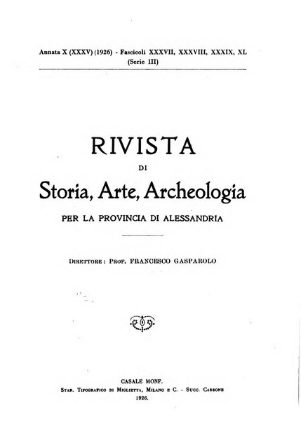 Rivista di storia, arte, archeologia della provincia di Alessandria periodico semestrale della commissione municipale di Alessandria