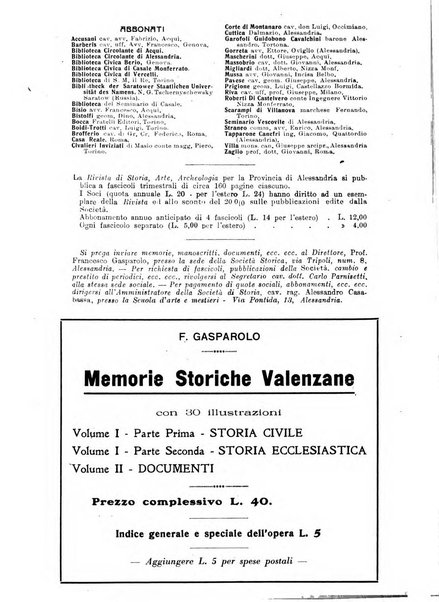 Rivista di storia, arte, archeologia della provincia di Alessandria periodico semestrale della commissione municipale di Alessandria