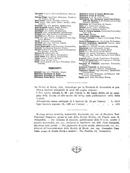 Rivista di storia, arte, archeologia della provincia di Alessandria periodico semestrale della commissione municipale di Alessandria