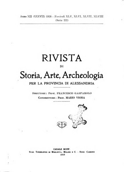 Rivista di storia, arte, archeologia della provincia di Alessandria periodico semestrale della commissione municipale di Alessandria