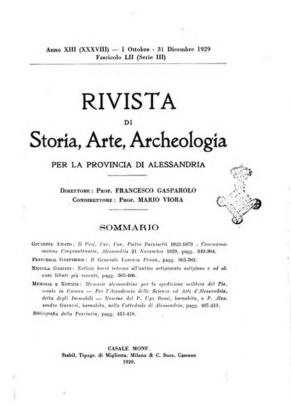 Rivista di storia, arte, archeologia della provincia di Alessandria periodico semestrale della commissione municipale di Alessandria