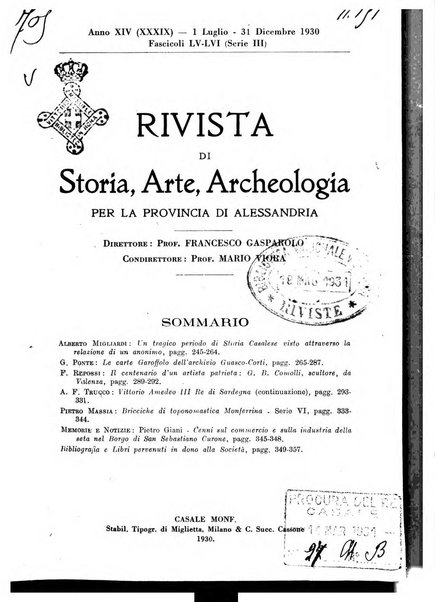 Rivista di storia, arte, archeologia della provincia di Alessandria periodico semestrale della commissione municipale di Alessandria