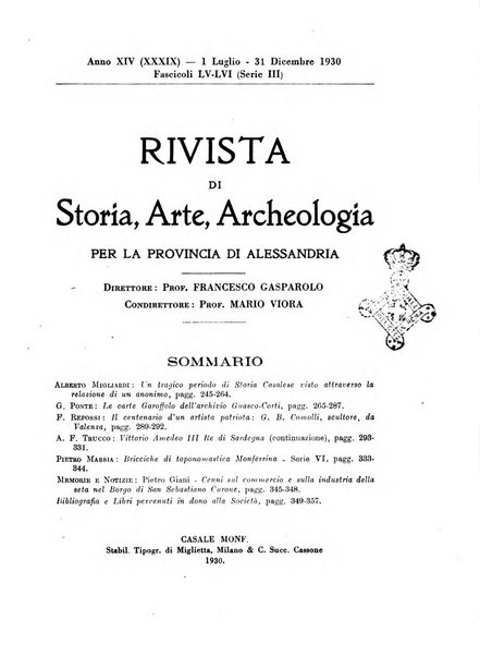 Rivista di storia, arte, archeologia della provincia di Alessandria periodico semestrale della commissione municipale di Alessandria