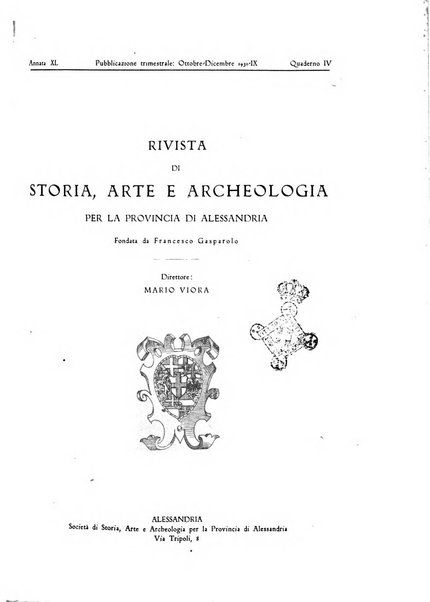 Rivista di storia, arte, archeologia della provincia di Alessandria periodico semestrale della commissione municipale di Alessandria