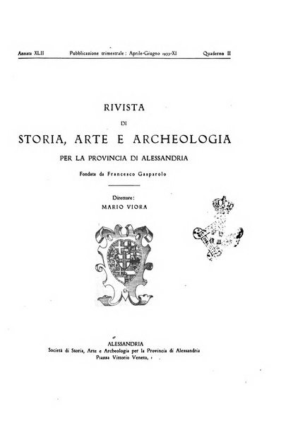 Rivista di storia, arte, archeologia della provincia di Alessandria periodico semestrale della commissione municipale di Alessandria