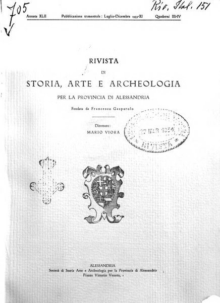 Rivista di storia, arte, archeologia della provincia di Alessandria periodico semestrale della commissione municipale di Alessandria