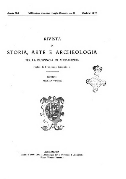 Rivista di storia, arte, archeologia della provincia di Alessandria periodico semestrale della commissione municipale di Alessandria