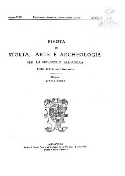 Rivista di storia, arte, archeologia della provincia di Alessandria periodico semestrale della commissione municipale di Alessandria