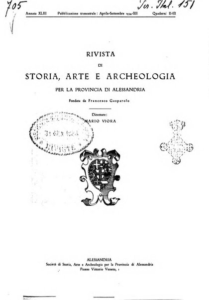 Rivista di storia, arte, archeologia della provincia di Alessandria periodico semestrale della commissione municipale di Alessandria