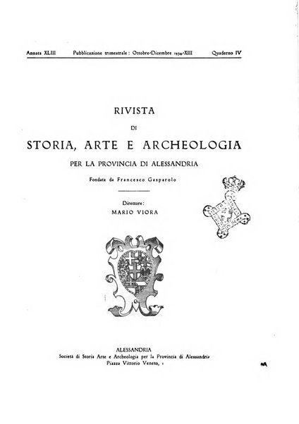 Rivista di storia, arte, archeologia della provincia di Alessandria periodico semestrale della commissione municipale di Alessandria