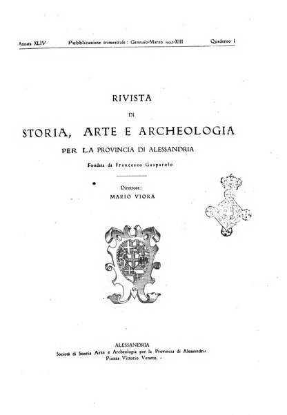 Rivista di storia, arte, archeologia della provincia di Alessandria periodico semestrale della commissione municipale di Alessandria