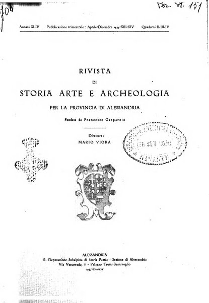 Rivista di storia, arte, archeologia della provincia di Alessandria periodico semestrale della commissione municipale di Alessandria