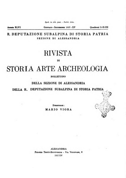 Rivista di storia, arte, archeologia della provincia di Alessandria periodico semestrale della commissione municipale di Alessandria