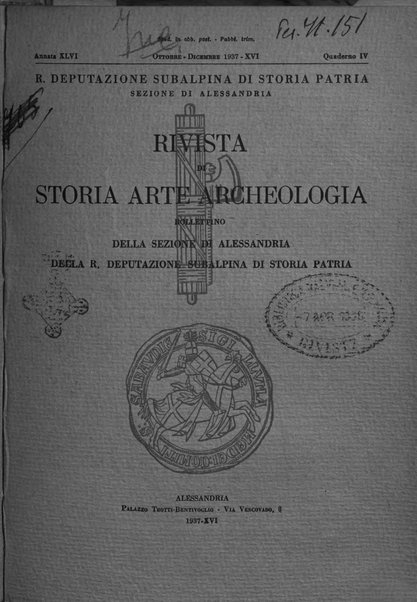 Rivista di storia, arte, archeologia della provincia di Alessandria periodico semestrale della commissione municipale di Alessandria