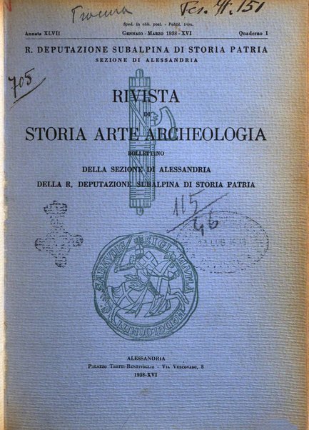 Rivista di storia, arte, archeologia della provincia di Alessandria periodico semestrale della commissione municipale di Alessandria