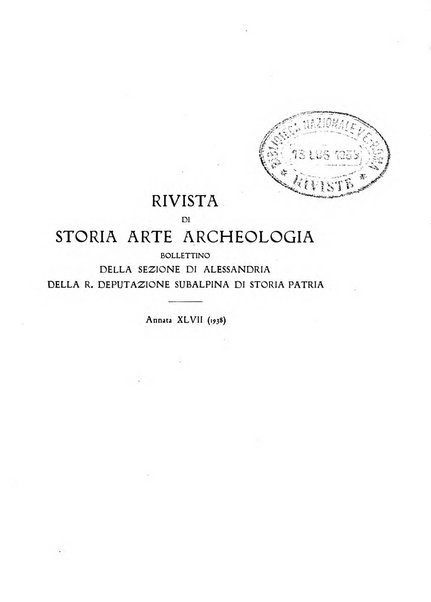 Rivista di storia, arte, archeologia della provincia di Alessandria periodico semestrale della commissione municipale di Alessandria