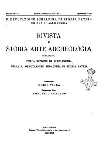 Rivista di storia, arte, archeologia della provincia di Alessandria periodico semestrale della commissione municipale di Alessandria