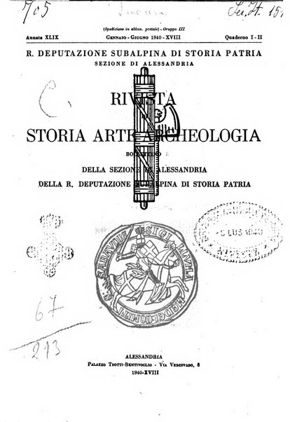 Rivista di storia, arte, archeologia della provincia di Alessandria periodico semestrale della commissione municipale di Alessandria