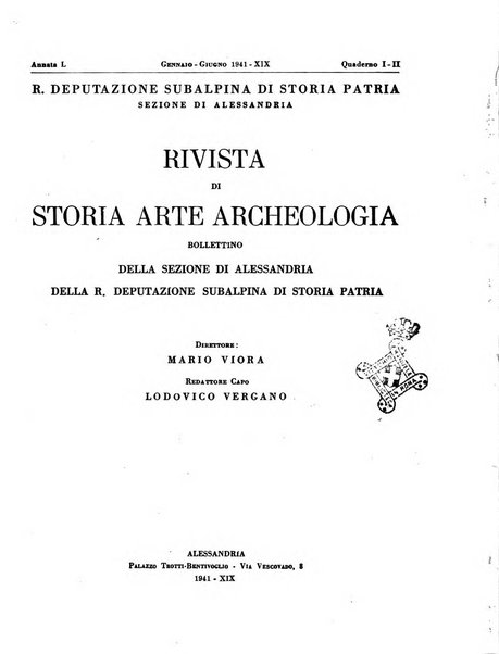 Rivista di storia, arte, archeologia della provincia di Alessandria periodico semestrale della commissione municipale di Alessandria