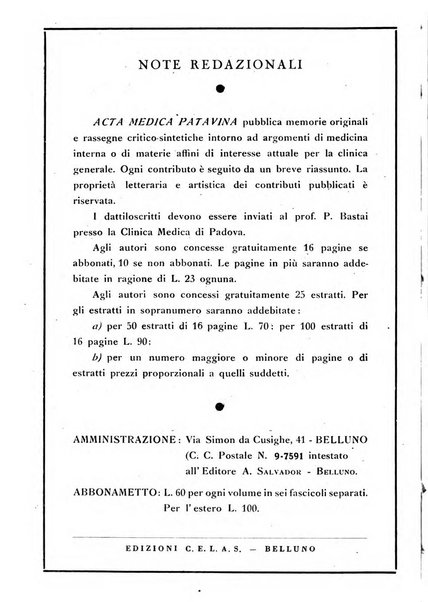 Acta medica patavina annali delle cliniche di Padova e degli ospedali delle Tre Venezie