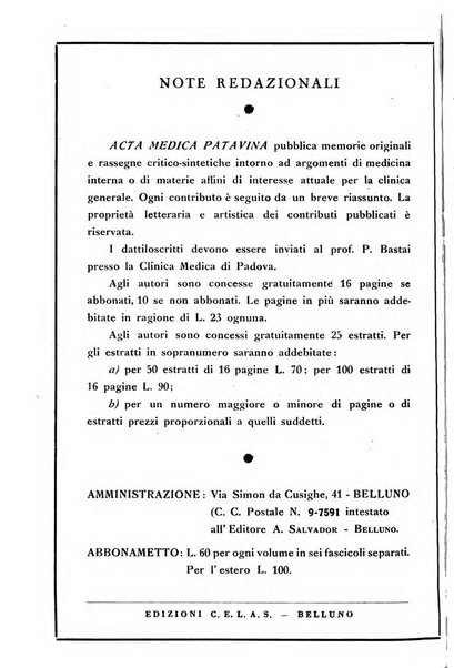 Acta medica patavina annali delle cliniche di Padova e degli ospedali delle Tre Venezie