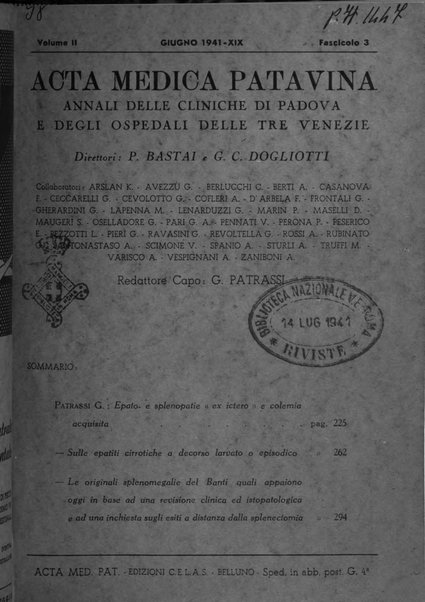 Acta medica patavina annali delle cliniche di Padova e degli ospedali delle Tre Venezie