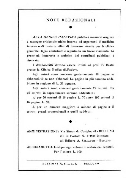 Acta medica patavina annali delle cliniche di Padova e degli ospedali delle Tre Venezie