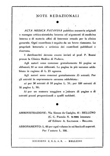 Acta medica patavina annali delle cliniche di Padova e degli ospedali delle Tre Venezie