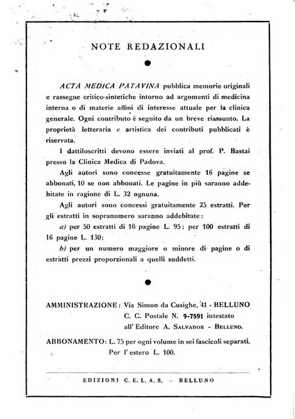 Acta medica patavina annali delle cliniche di Padova e degli ospedali delle Tre Venezie