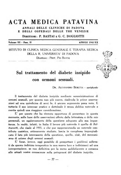 Acta medica patavina annali delle cliniche di Padova e degli ospedali delle Tre Venezie