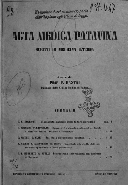 Acta medica patavina annali delle cliniche di Padova e degli ospedali delle Tre Venezie