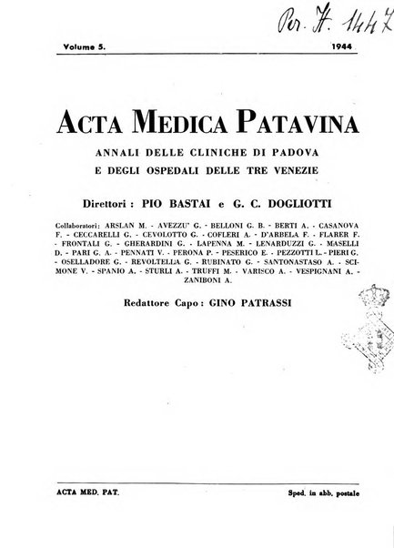 Acta medica patavina annali delle cliniche di Padova e degli ospedali delle Tre Venezie