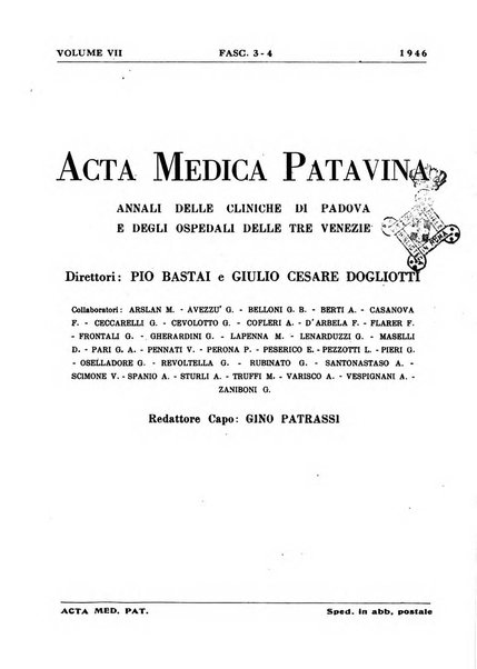 Acta medica patavina annali delle cliniche di Padova e degli ospedali delle Tre Venezie