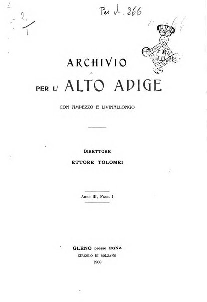 Archivio per l'Alto Adige con Ampezzo e Livinallongo